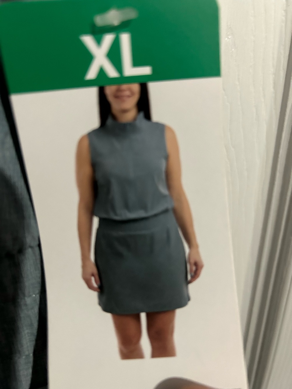 Elle Sleeveless Mock Neck Dress in Slate Blue & Black.